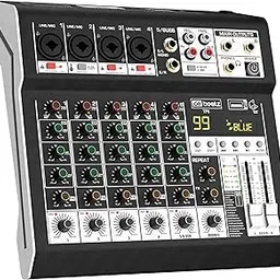 Dabeatz Professional 6 Channel Mixer | XLR + TRS 6.35MM Input Ports | USB MP3 & BT Support |Delay & Repeat FX | Stereo Output |48V Phantom Power | Stereo Control Room, Aux, Headphone-image-7