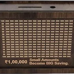 Wooden Money Saving Box with Daily Savings Chart, 20x15x6 cm, 1 Lakh Rupees Capacity-picture-23