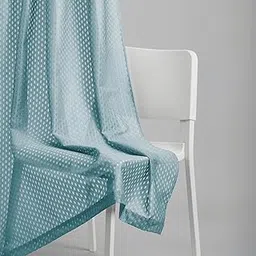 haus & kinder Signature Silver Mesh Sheer Polyester Jacquard Door Curtains Pack of 2, Ice Blue Abstract Geometric Design, Rod Pocket, 95 GSM, 114 x 213 cm, 7 ft Curtains for Bedroom-picture-16