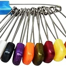 Secure Fire Stainless Steel Safety Pin | Plastic Head Pinning Baby | Saree Stainless Used Saari Pins Cloth Pins With Safe Lock Nappy Pins | Best Gift For Rakhi | Multicolor-picture-34