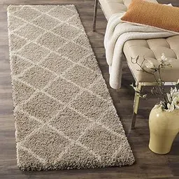 ENIGMATIC ( 1.5x4 feet Beige Box Hand Woven Shaggy Carpets and Rugs for Hall Offices Kitchens Bedroom Guestroom Drawing Room Living Room and Cabins-picture-34