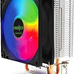 Frontech CPU Air Cooler with RGB Fan | 90mm 1800 RPM | Dual Copper Heat Pipes | Silent Operation | Intel LGA1700/1200/115x & AMD AM5/AM4/AM3 Compatible | Easy Installation | 3-Pin Connector (CPF-0005)-image-2