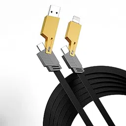 AILKIN 120W 4 in 1 Multi Function Braided Fast Charging Cable with Lightning to USB C, Type C-C, Ligthning to USB, Military Grade Durability, Compatible for iPhone/Samsung/Oneplus Series,Tablet & More-image-85