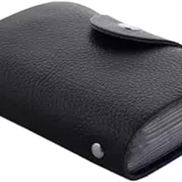 Leather Credit Card Holder Wallet, Black, Slim Design, 12 Card Slots, Snap Button Closure-picture-16