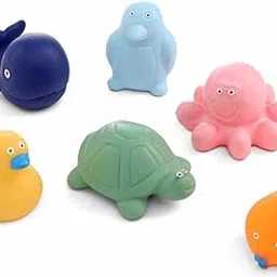 Play Nation Premium Bath Toys for Babies, Style Squeeze Toy for Toddlers,Chu Chu Toys for Newborn Baby, Bathtub Floating Animal Toy, Pack of 6,BIS Certified,Multicolor,0-2 Years (Ocean Animal)-picture-57