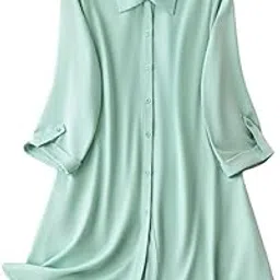 om sai latest creation Western Dress || Rayon Solid Button Front Shirt Dress for Women || Roll Tab Sleeve & Collared Neck Flared Dress || Office || Summer Short Dresses for Women.-picture-12