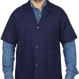 Workwearscrubs™ Cotton Polyster 33:66 Ratio Lab/Doctor/Lab Apron Coat (navy Blue)_M-picture-13