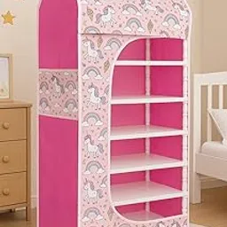 Delove 6 Layer Multipurpose Stackable Plastic Cupboard Drawer for Clothes Storage, Almirah for Clothes, Foldable Wardrobe Cabinet Organizer for Office, Kitchen, Bathroom, Hallway (Unicorn, 6)-image-89