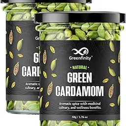GreenFinity Whole Green Cardamom (Elaichi) – 100g | 8 mm Bold Size | Premium Grade | Aromatic • Non-GMO • Fresh & Large Pods for Cooking, Baking & Tea [50g x 2] image 1
