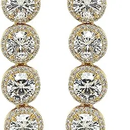 zeneme Elegant Rhodium Plated American Diamond Studded Silver Toned Earrings for Women | Stylish Drop Design Earrings for Women and Girls-picture-41