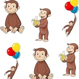Curious George Theme Cutout (6 inches/250 GSM Cardstock/Mixcolour/12Pcs)-picture-13