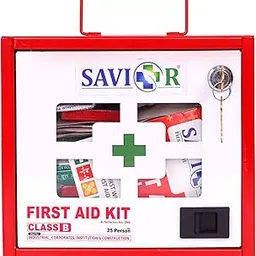 SAVIOR First Aid Kit-CLASS B, First Aid Box/Emergency Medical Kit Box for Medicine Storage/Multi Compartment First Aid Kit Box for Home, School, Office with Key Lock - Metal (Red & Ivory)-image-7