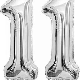 2Pcs 11 number Silver Foil Balloon 16 Inch For Birthday Decoration Items 11th Year Balloons, Eleven (Pack of 2)-picture-20