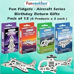 Funvention Birthday Return Gifts(Pack of 12)Fun Fidgets,Aircraft Series,DIY Mini Mechanical Models 3D Puzzle Return Favours for Kids Birthday Party 5+ Years Made in India Toys Return Gift,Silver-image-42