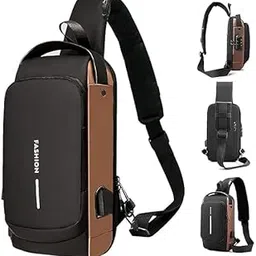 Waterproof Polyester Slim Unisex Crossbody Sling Bag Chest Backpack Men's Shoulder Bag, Travel Handbag, Hard Shell Anti-Theft Chest Bag-picture-48