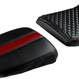 Elegant Cameo Sports Twin Bike Seat Cover Black and Red for Yezdi Roadster-picture-35