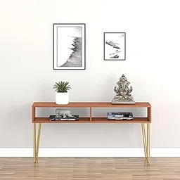 Redwud Huxley Console Tables Sofa Table Side Table Hallway Enteryway Living Room Wood Top & Metal Frame (Walnut/Golden) D.I.Y-picture-12