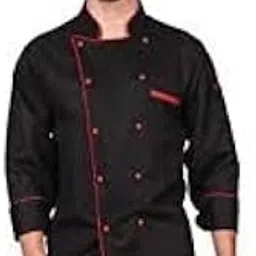 Men's Cotton Chef Coat Professional Coat (Black, 38,M)-image-70