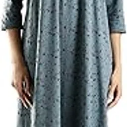 Stylish Cotton Blend Nighty Maxi for Women | Full Length Trendy Nightgown | Premium Nightdress | Nightwear | Embroidery Full Sleeve Nighty with Pocket (1294)-image-99