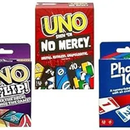 U.N.O No Mercy, Flip and Phase 10 Card Game, Combo Pack of 3-picture-37