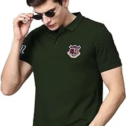 adorate Mens Solid Polo Neck Half Sleeve Tshirt-JTTPL004-AIRFORCE-picture-41