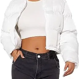 CRAMPLE® Women Faux Leather Crop Jacket Long Quilted Hood Puffer Winter Coat-picture-33