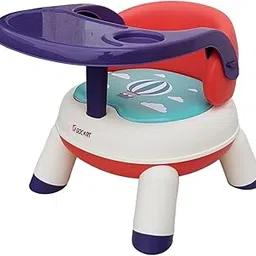 GOCART WITH G LOGO 4 Leg Baby Dining Chair With Detachable Tray And Pu Soft Cushion For 1-2 Year Kids And Toddler (Design-3) - White-image-77