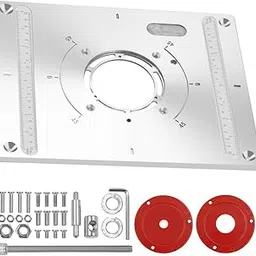 SSEHCWAN Aluminium Router Insert Plate, 300 x 235 x 9.5mm, Fixed Base, Router Table Mounting Plate with 2 X Insert Rings and Screws, for Wood Trimmer Router-picture-54