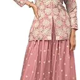 xomantic fashion Womens Olive Color Art Silk Readymade Short Top With Palazzo-picture-56