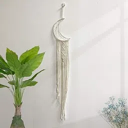 DXYZ Macrame Moon Dream Catcher | Cotton Lunar Rope Bohemian Vintage Style Wall Hanging | Modern Room Home Decor | Geometric Wall Art | Nursery Wall Hanging (Moon Dreamcatcher (Ivory))-image-24