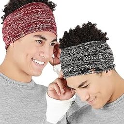 bharatasya Unisex Set of 2, Knitted Acrylic Wool Running Yoga Boho Headbands Earwarmers for Light Winters-picture-5
