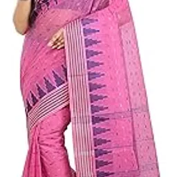 Women's Pink Handloom Tant saree without Blouse Piece-picture-44
