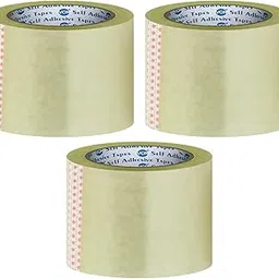 VCR Self Adhesive Transparent Cello Tape - 65 Meters in Length - 96mm / 4" Width - 3 Rolls Per Pack - BOPP Industrial Packaging Tape for E-Commerce Box Packing, Office and Home use image 1