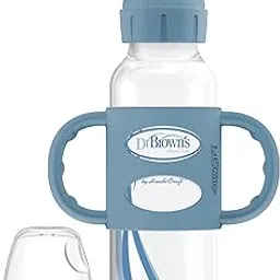 Dr. Brown's Milestones Narrow Bottle with Silicone Handles, Light-Blue, BPA-Free Sippy Spout, 250mL, 6m+-image-27