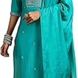 libas Yellow Silk Blend Yoke Design Kurta Sets for Women-picture-34