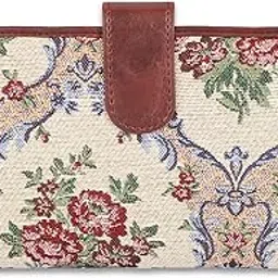 the clownfish Voyage Vault Series Tapestry Fabric & Faux Leather Unisex Dual Passport Wallet Travel Document & Cash Organizer with Multiple Card Holder Slots & Button Flap Closure (Magenta-Floral)-picture-37