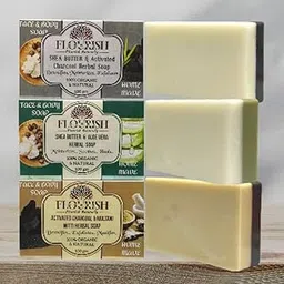 Assorted Pure Shea Butter, Activated Charcoal, Aloe Vera & Multani Mitti Herbal Face & Body Soap, 100GM (PACK of 3), 100% Organic, Natural, Chemical Free, Homemade, For All Ages & Skin Types, Daily Use. Benefits: Promotes Soft, Supple & Oil Balanced Skin, Skin Healing & Repair, Fights Acne & Blemishes, Anti-Aging, Anti-Acne & Anti-Blemish Properties, Clarifies, Refines, Brightens & Glows Tone & Texture, Deep Detox & Purification , Natural Exfoliation & Cleansing, Hydrates, Moisturizes, Nourishes, Soothes & Calms Irritation. Made of 100% Pure Herbs & Organic Cold-Pressed Oils.-picture-46