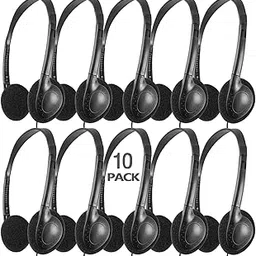 CN-Outlet 10 Packs School Headphones Bulk for Classroom Students Kids Children Toddler Boys Girls Teens and Adult (10 Black)-picture-16