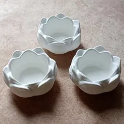 Lotus Flower Tea Light Holders, White, Set of 3-picture-26