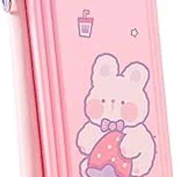 Spiaty Plastic Rabbit Multi Layer Pencil Case & Stationery Box, Pink-picture-29