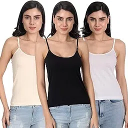 aimly Women's Cotton Sleeveless Adjustable Strap Spaghetti - Pack of 3-picture-27
