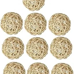 Club Bollywood®10Pcs Natural Wicker Rattan Balls - Decorative Orbs Natural Spheres DIY Wedding Decoration, Christmas Tree, House Ornaments, Vase Filler, 50mm-image-40