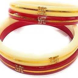 Traditional Golden Pattern Swastik Design Bangles Set, Laminated Glossy Bangles for women and girls-picture-38