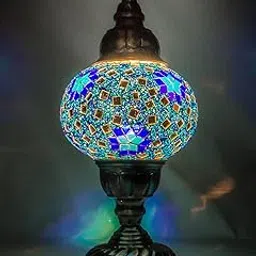 DEVBEADS Turkish Style Decorative Glass Mosaic Lamp, Blue, 50W-picture-21