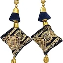 Shoppingover Blue Velvet latkan for Lehenga (Pack of 2 Latkans)-picture-10