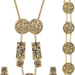 mahi Black Meenakari Work Enamel Long Necklace Jewellery Set with Golden Plating for Women (NL1103843G)-picture-29