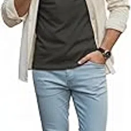 Charcoal Dark Gray Under Shirt | Casual Wear Cotton Crew Neck/Round Neck Layering T Shirt-picture-20