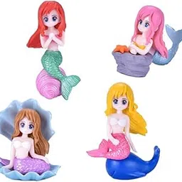 VRB DecTM 4Pcs Miniature Decor Items/Miniature/Miniature Toys for Garden,Toys for Garden/Miniature Garden Accessories for Home Decor,Figurines, Cake Decoration Items (Mermaid with Shell Design 4 Pcs)-picture-29