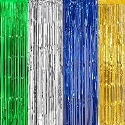 TOYXE Foil Fringe Tinsel Curtains Pack of 6 | Multi Colored Metallic Streamer Backdrop for Photo Booth, Birthday, Wedding, Stage, Festival, Diwali Party Decoration, Wall & Door Hanging Décor Items-picture-23