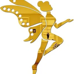 Bikri Kendra Glass - Wings Fairy Gold Round Mirror Wall Stickers for Room, Hall, Home and Office - Acrylic 3D Mirror-picture-37